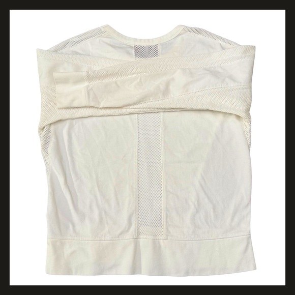 Athleta Rebalance Sweatshirt White Mesh Panel Long Sleeve Cotton Top Small NWOT - Picture 7 of 14